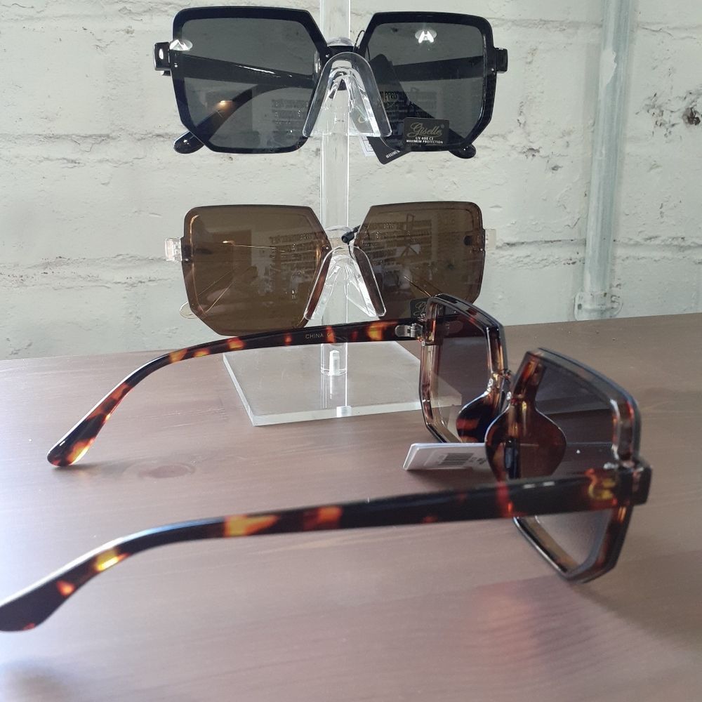 THREE PAIR sunglasses by Designer Luxury, Pink/Black/Tortoise, NEW oversized - Picture 4 of 4